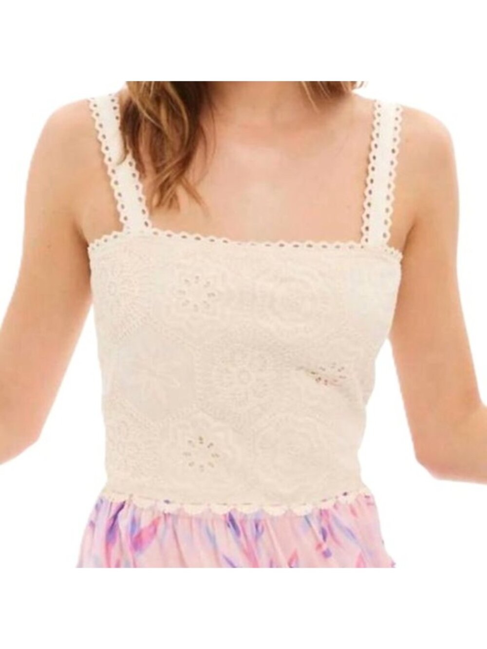 Allison New York Star Tank Top in Creme Size Extra Small New